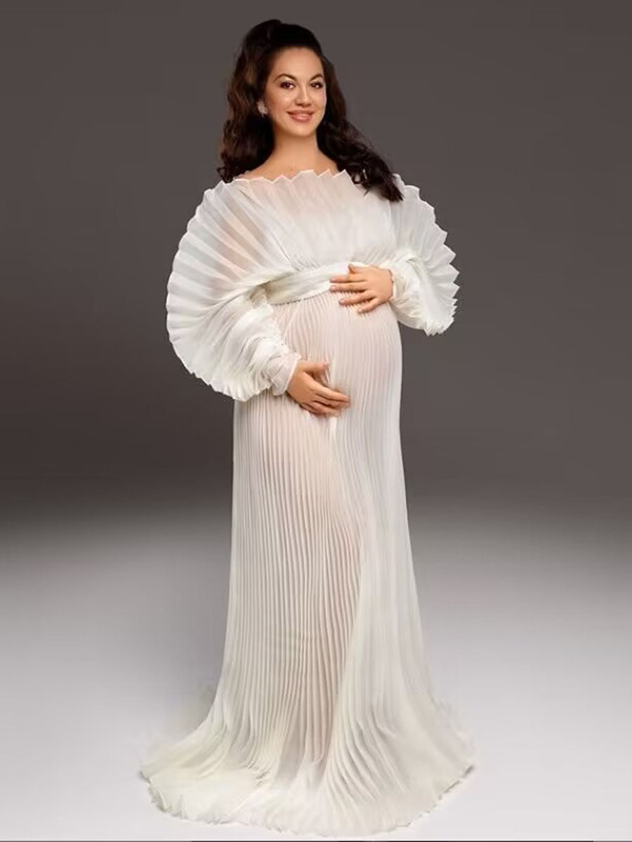 Fashion Organza Pleated Maternity Dress for Photo Shoots Dress for Pregnancy Photo Shoot YW230726