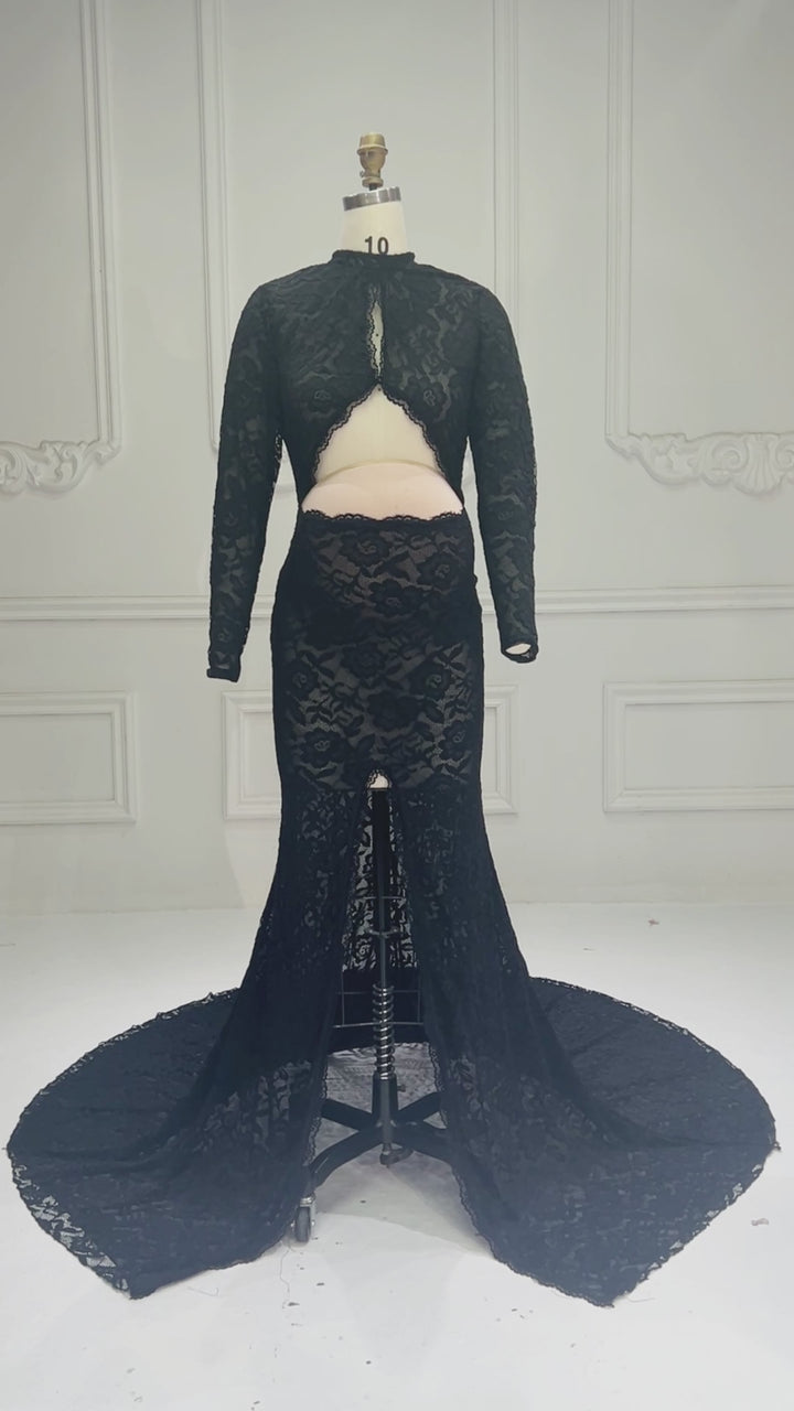 Summer Black Lace Maternity Dress for Photo Shoot Pregnancy Baby Shower Dress YW260264