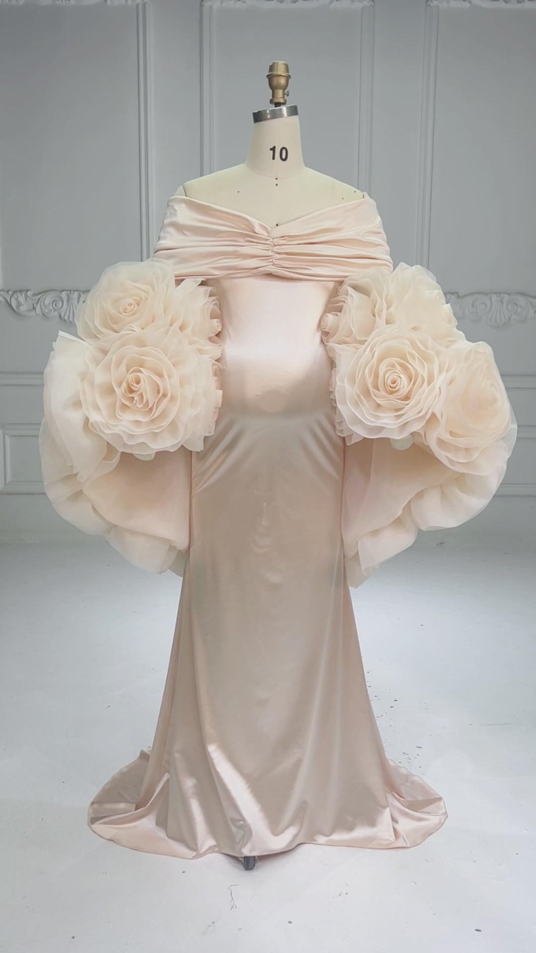 Beautiful Photohoot Outfit Long Mermaid Dress with Flower Cape Shawl YW260263