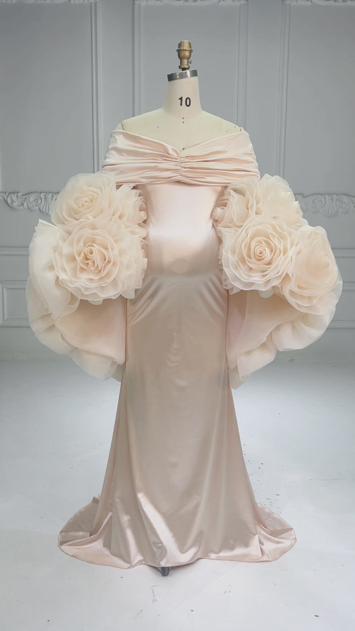 Beautiful Photohoot Outfit Long Mermaid Dress with Flower Cape Shawl YW260263