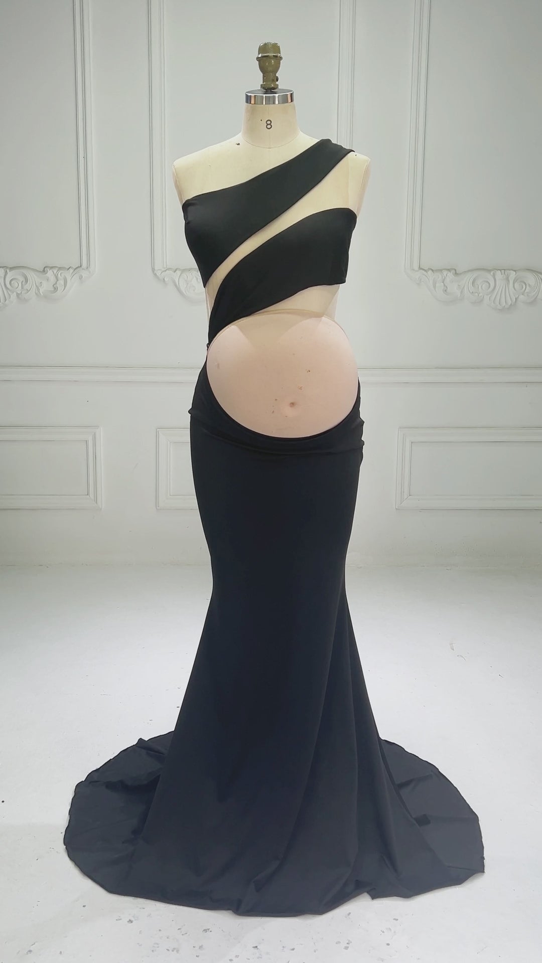 Sexy Black Pregnant Woman Photography Dress Slope Shoulder Stretchy Skinny Maternity Long Dress for Photo Shoot YW260355