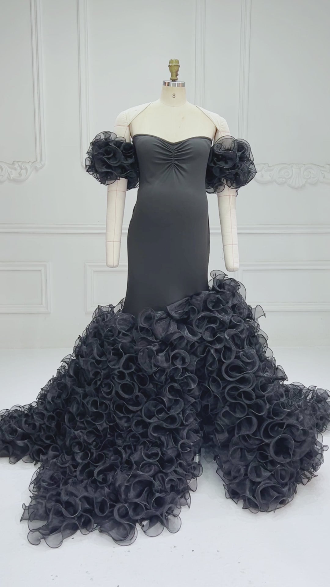 Black Ruffles Photoshoot Dresses for Ladies Maternity Photo Shoot Dress YW260285