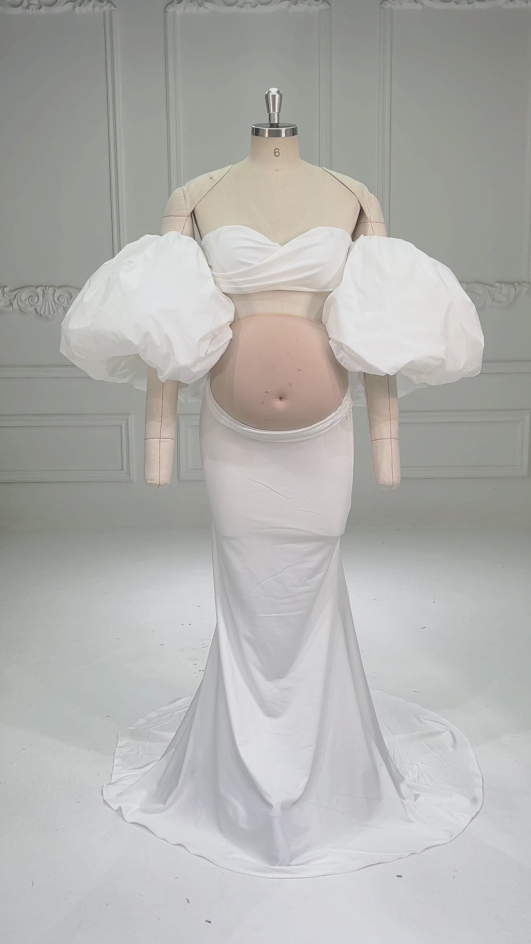White Maternity Dresses Photoshoot Pregnancy Dress Sets Baby Shower Outfit YW260262
