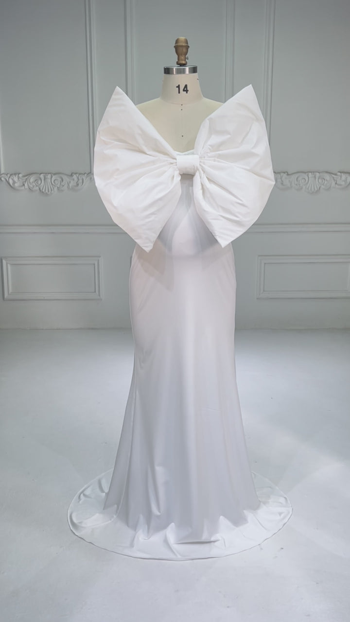 Big Bow Mermaid Pregnancy Shooting Dress Strapless Spandex Matrenity Photo Shoots Dress YW251053