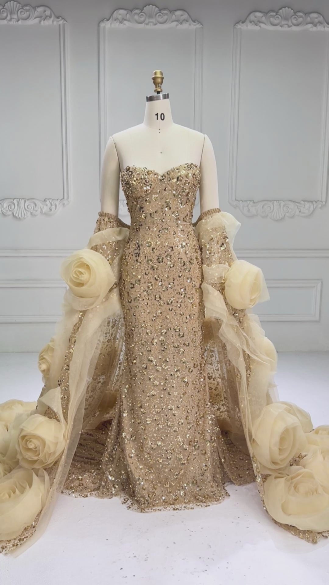 Luxury Beaded Mermaid Dress with Handmade flower Jacket Celebrity Dress YW251043