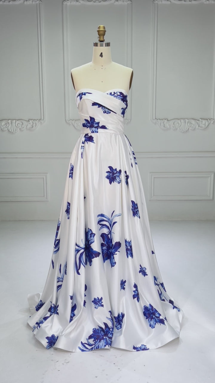 Strapless Floral Gown Garden Party Dress Special Occasion Dresses YW250082