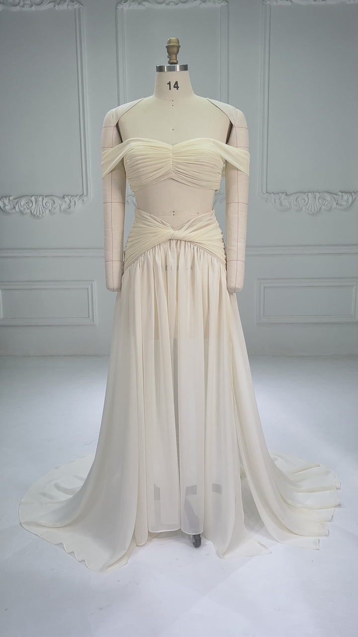 Off-shoulder Stretchy Mesh Gown Dress for Phtoshoot Maternity Sessions YW251032