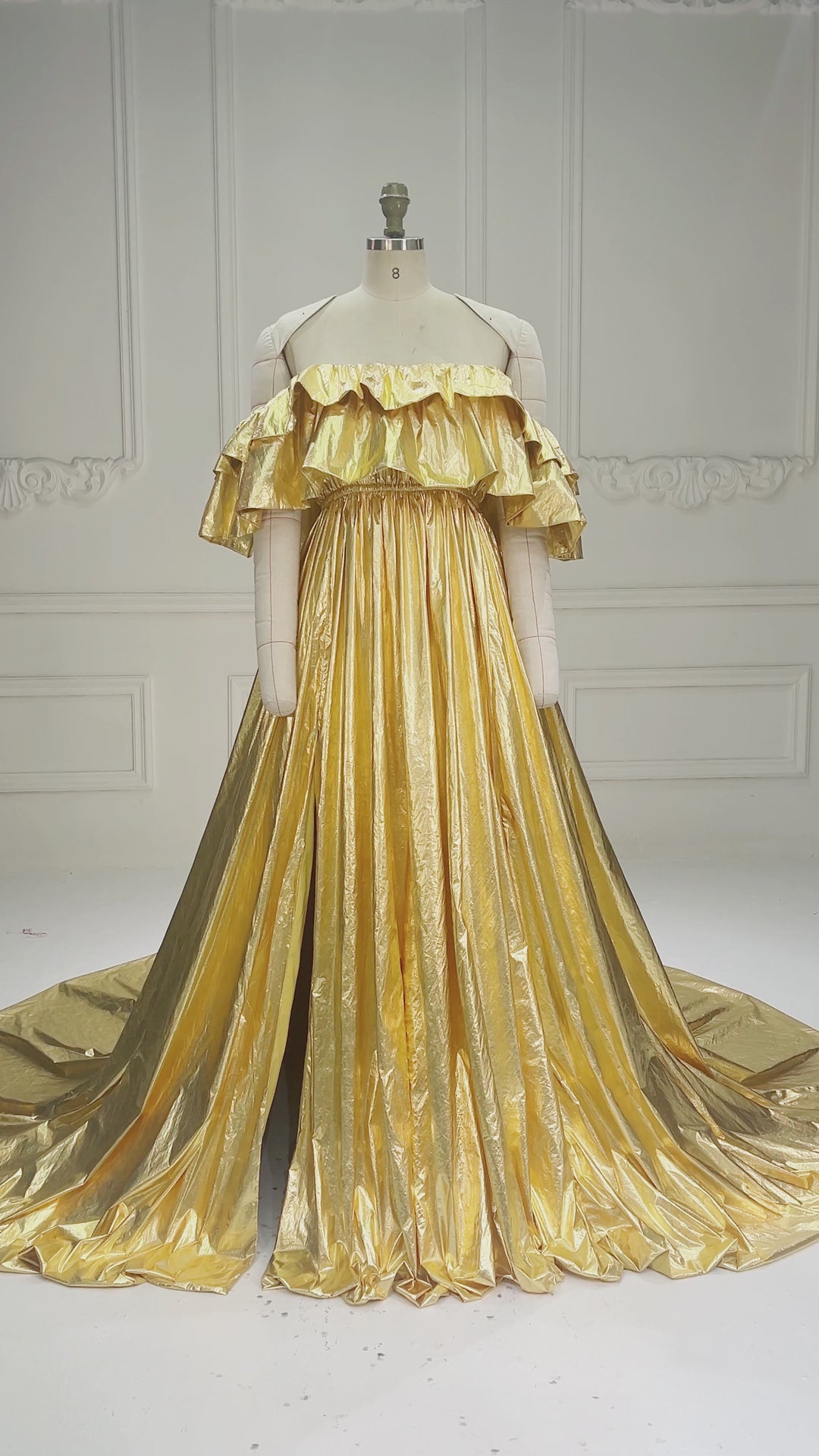 Gold Gown Maternity Dress for Photoshoot YW260312