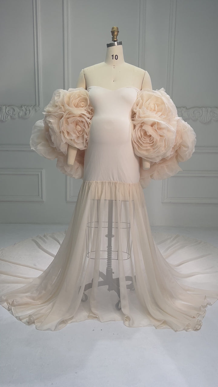 Gorgeous Handmade 3D Floral Shawl Photography Cape YW250040-1