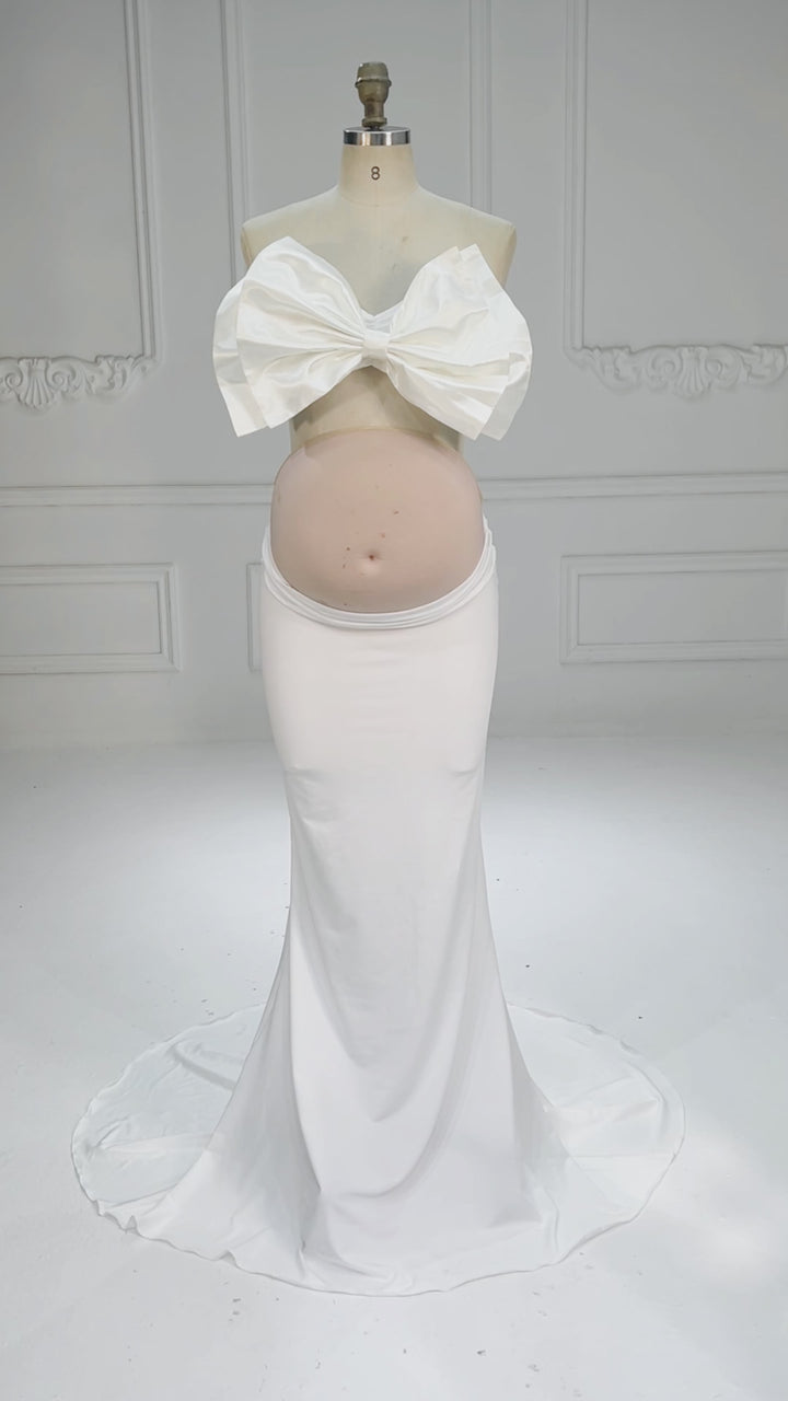 Two Piece Set Dress for Baby Shower Slim Fit Dress Photo Shoot for Pregnant Women