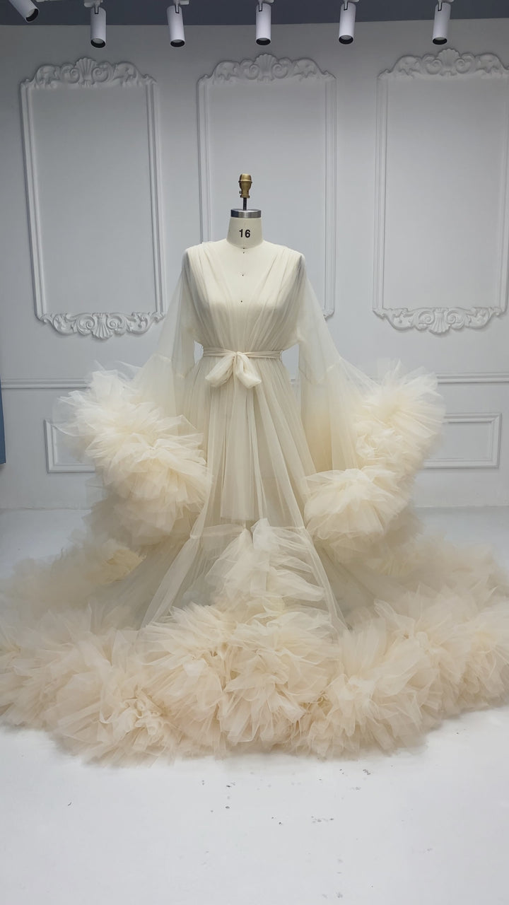 Puffy Ruffles Robes de maternité pour Photoshoot Robes de photographie de grossesse Robes de douche de bébé 