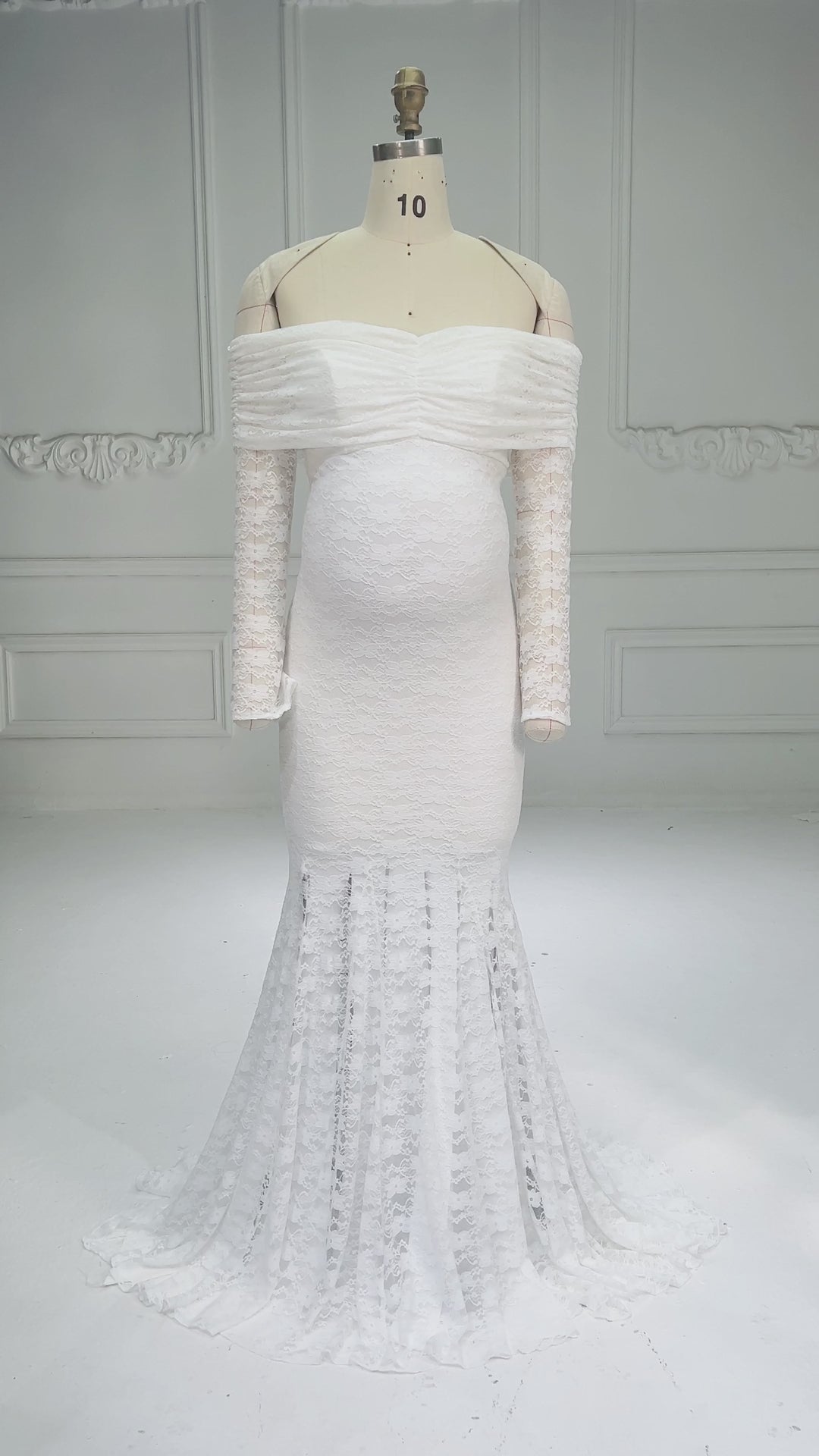 Off-The-Shoulder Lace Maternity Baby Shower Dress YW260368
