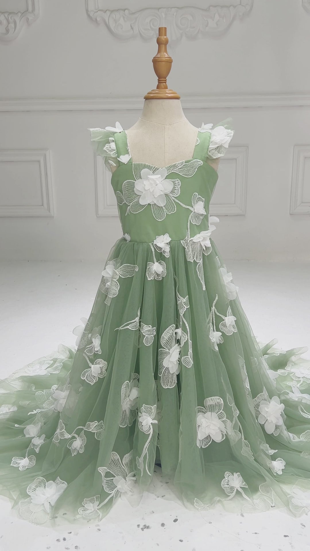 3D Floral Girls Formal Dress Princess Flower Girl Dress Photoshoot Dress for Kids YW260289