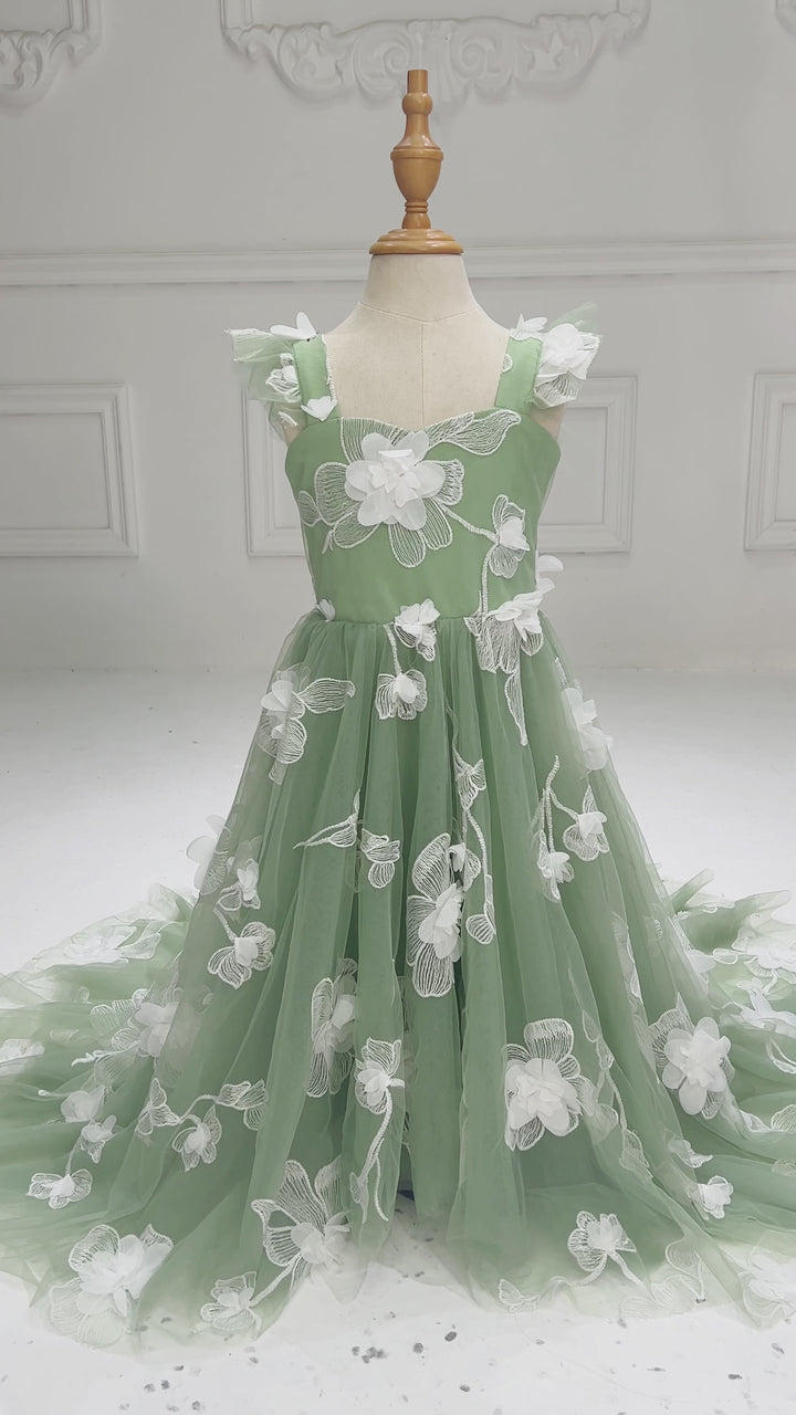 3D Floral Girls Formal Dress Princess Flower Girl Dress Photoshoot Dress for Kids YW260289