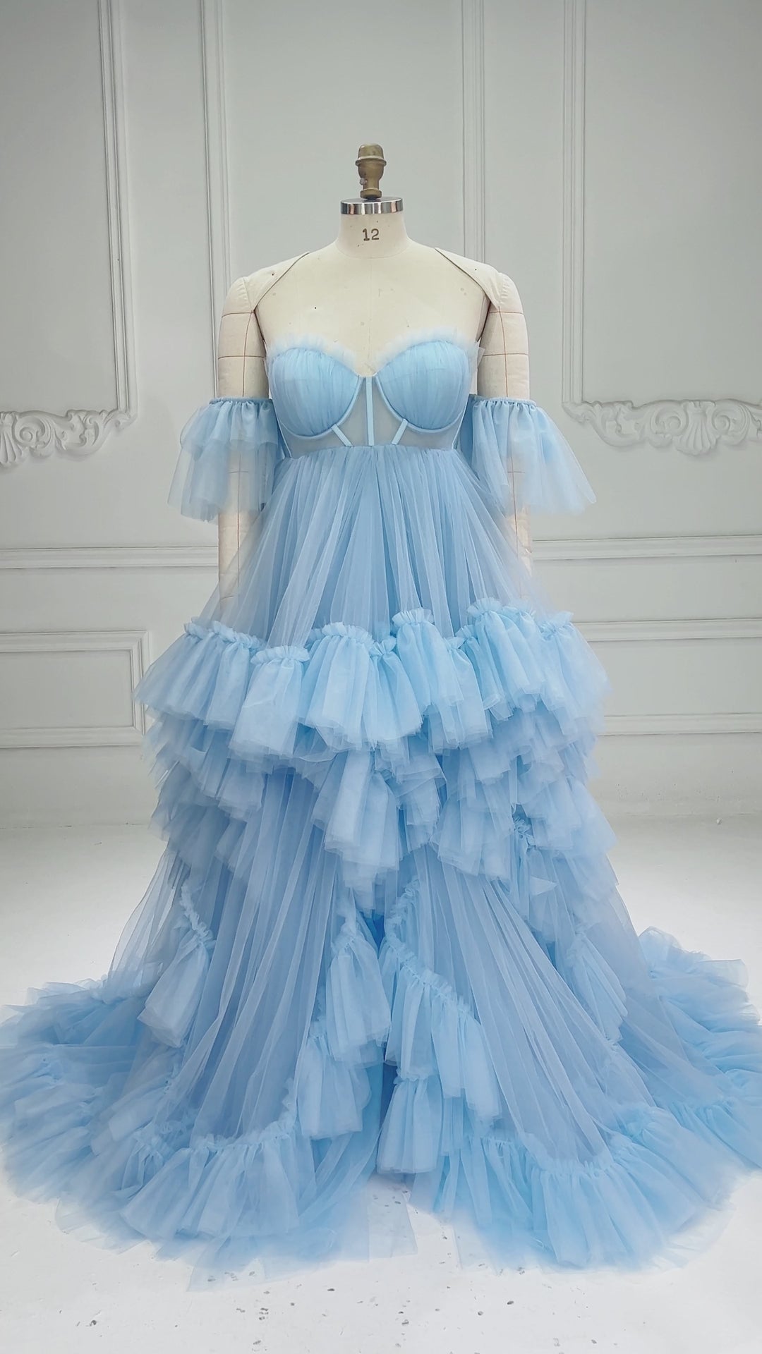 Ruffles Tulle Maternity Photoshoot Dress High Waist Maternity Dress for Photoshoot YW231011