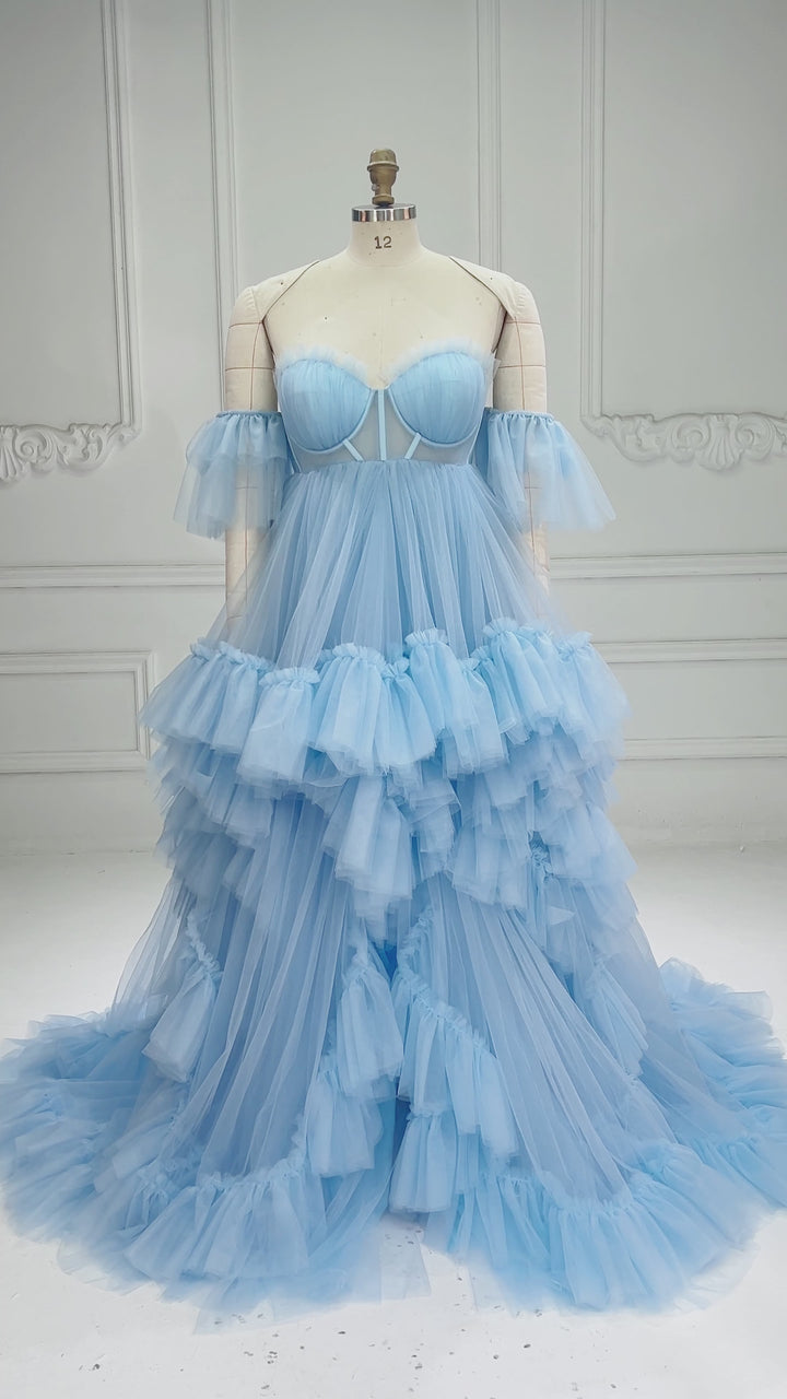 Ruffles Tulle Maternity Photoshoot Dress High Waist Maternity Dress for Photoshoot YW231011