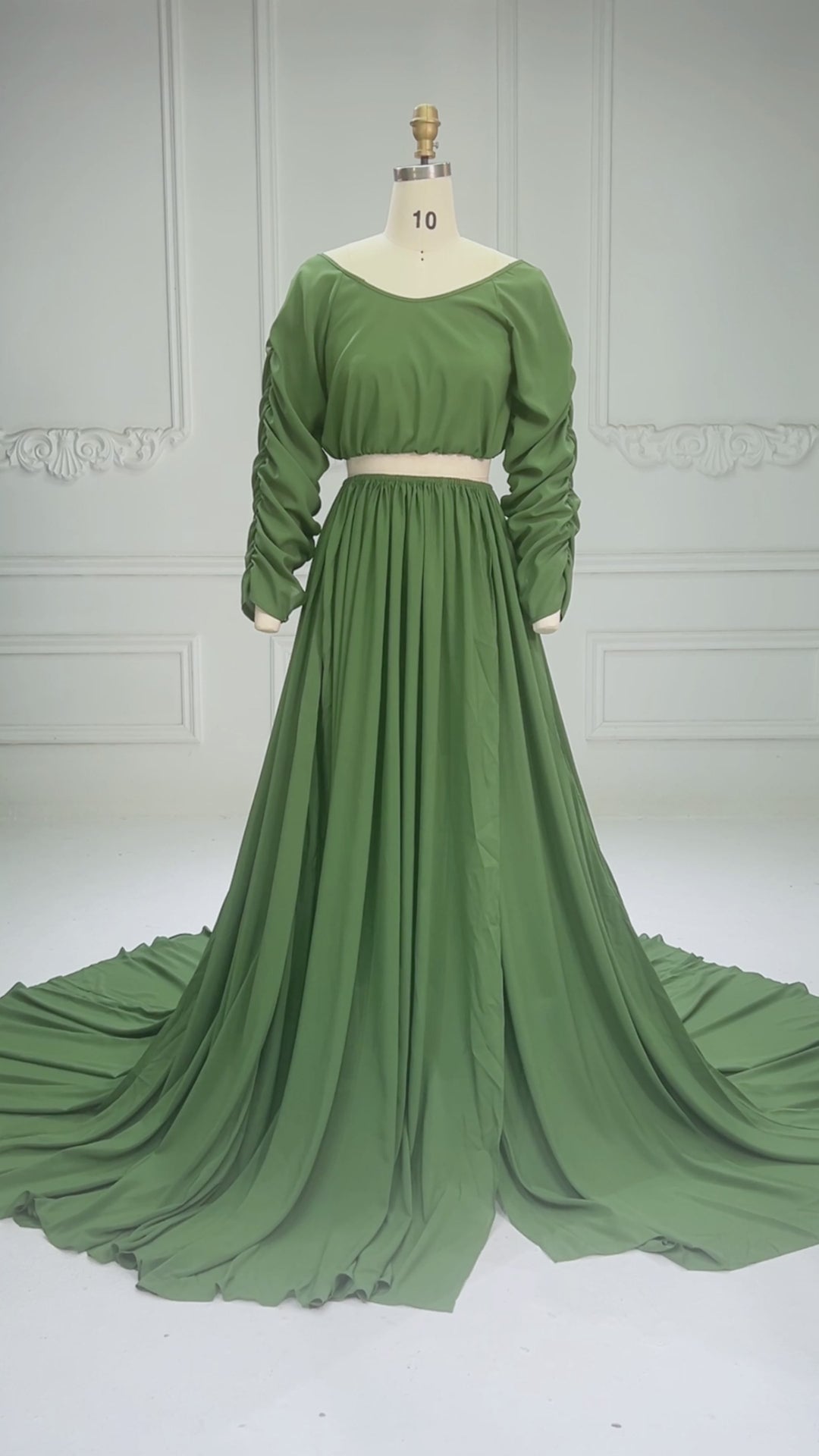 2 Piece Set Maternity Photo Shoot Dress Baby Shower Gown for Pregnant Women YW260275