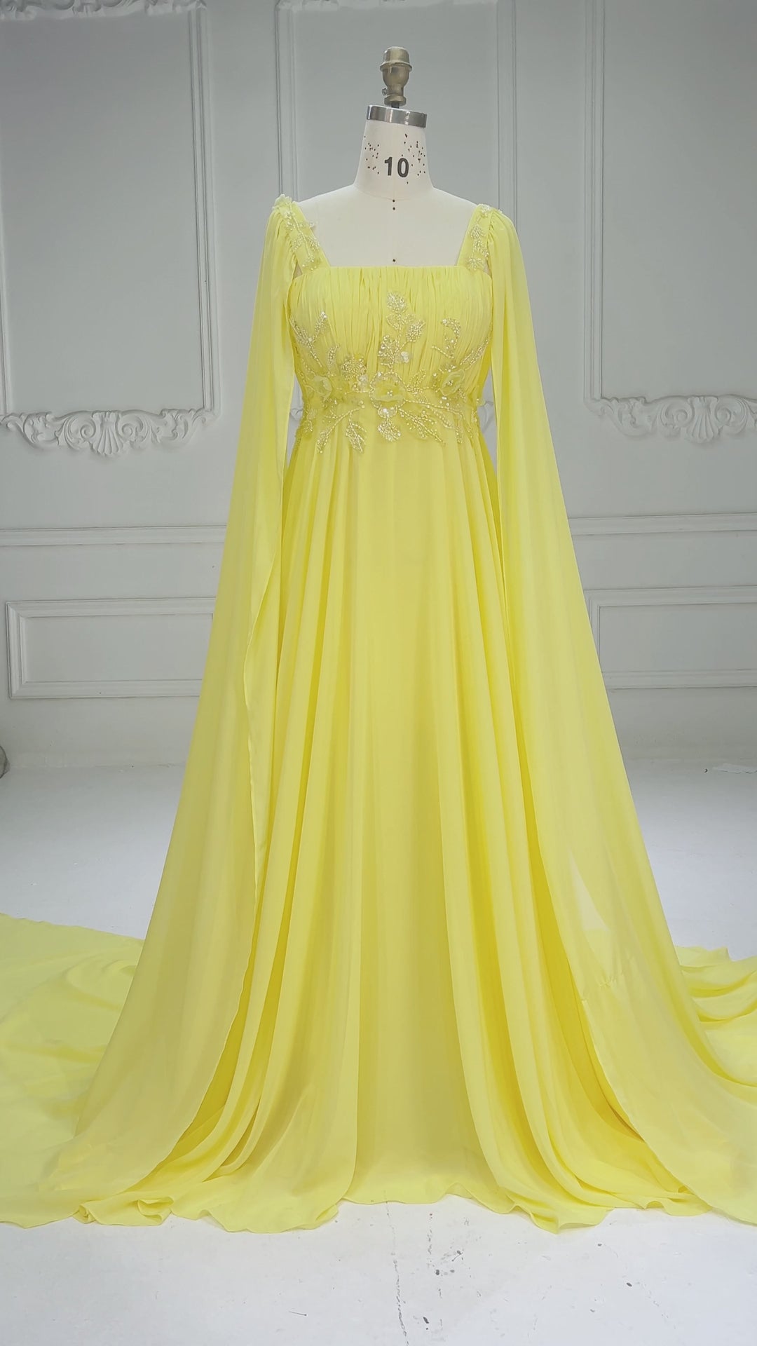 Chiffon Cape Sleeve Floral Sequin Maternity Baby Shower Formal Dress YD260928