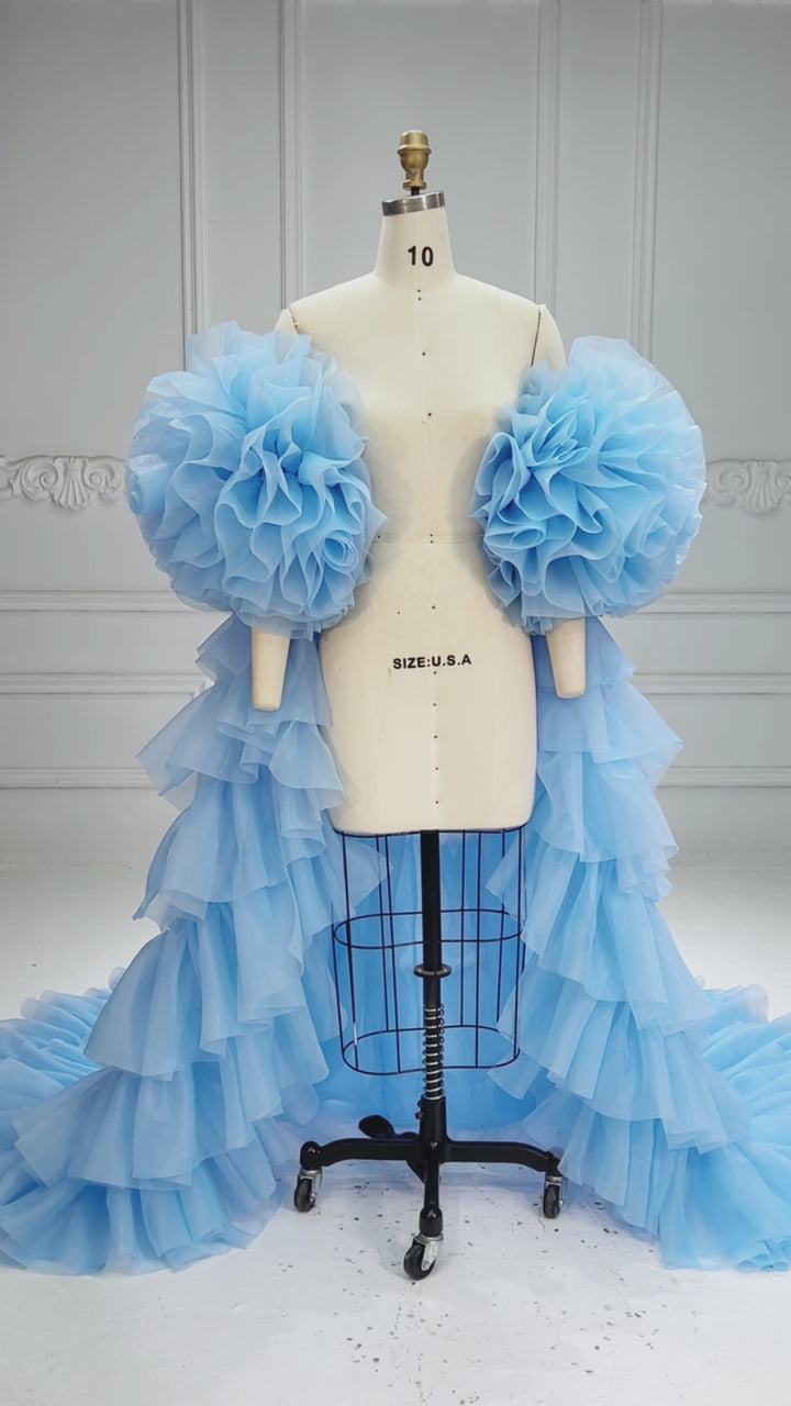 Layer Organza Ruffles Cape Maternity Women Jacket for Photoshoot YW250095