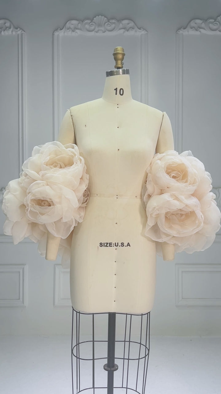 Handcrafted Large Organza Floral Shawl Bridal Cape Photography Pregnancy Shooting Props YW260277