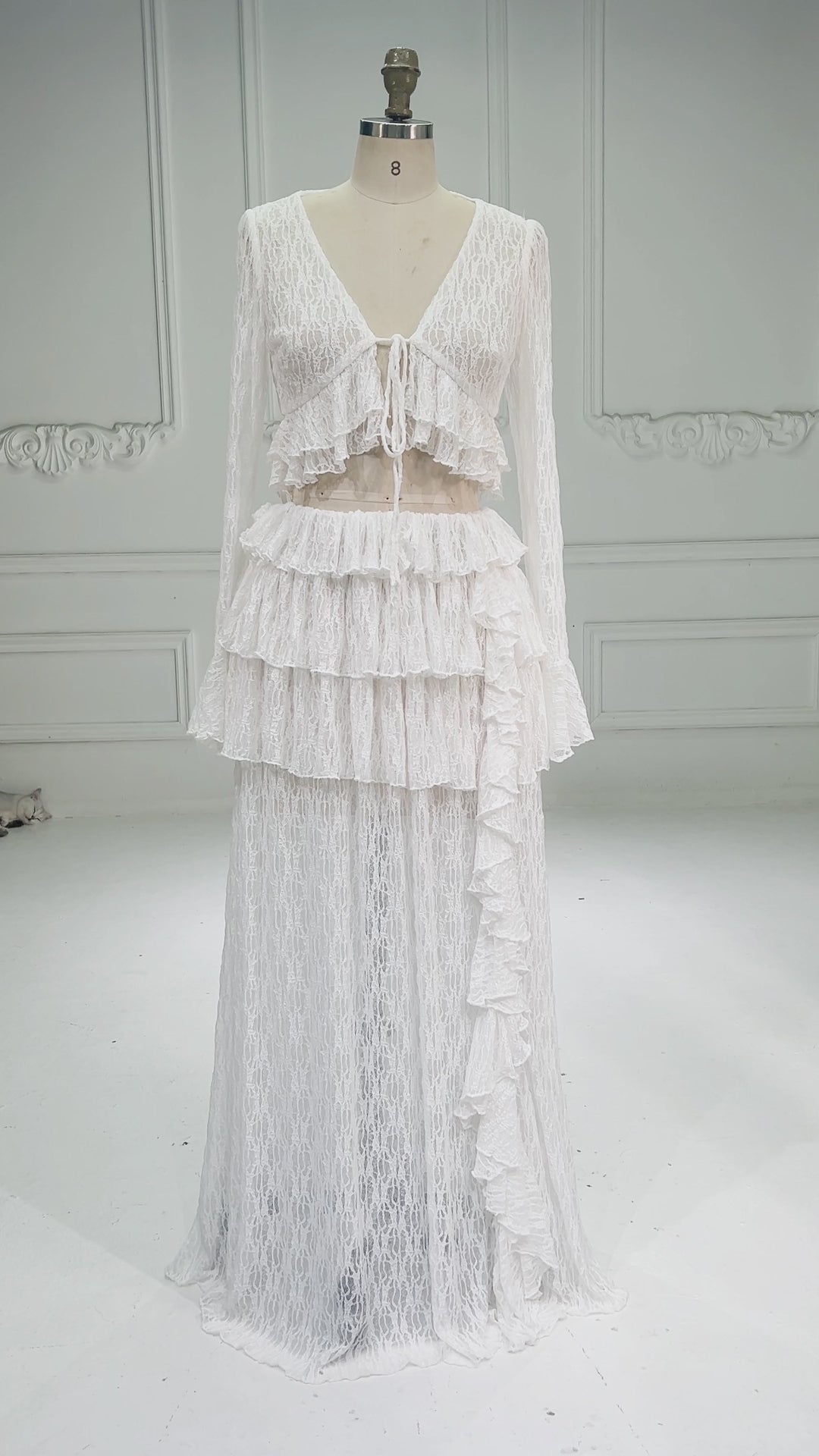White Lace Two-Piece Maternity Photo Shoot Dress Pregnancy Photoshoot Prop