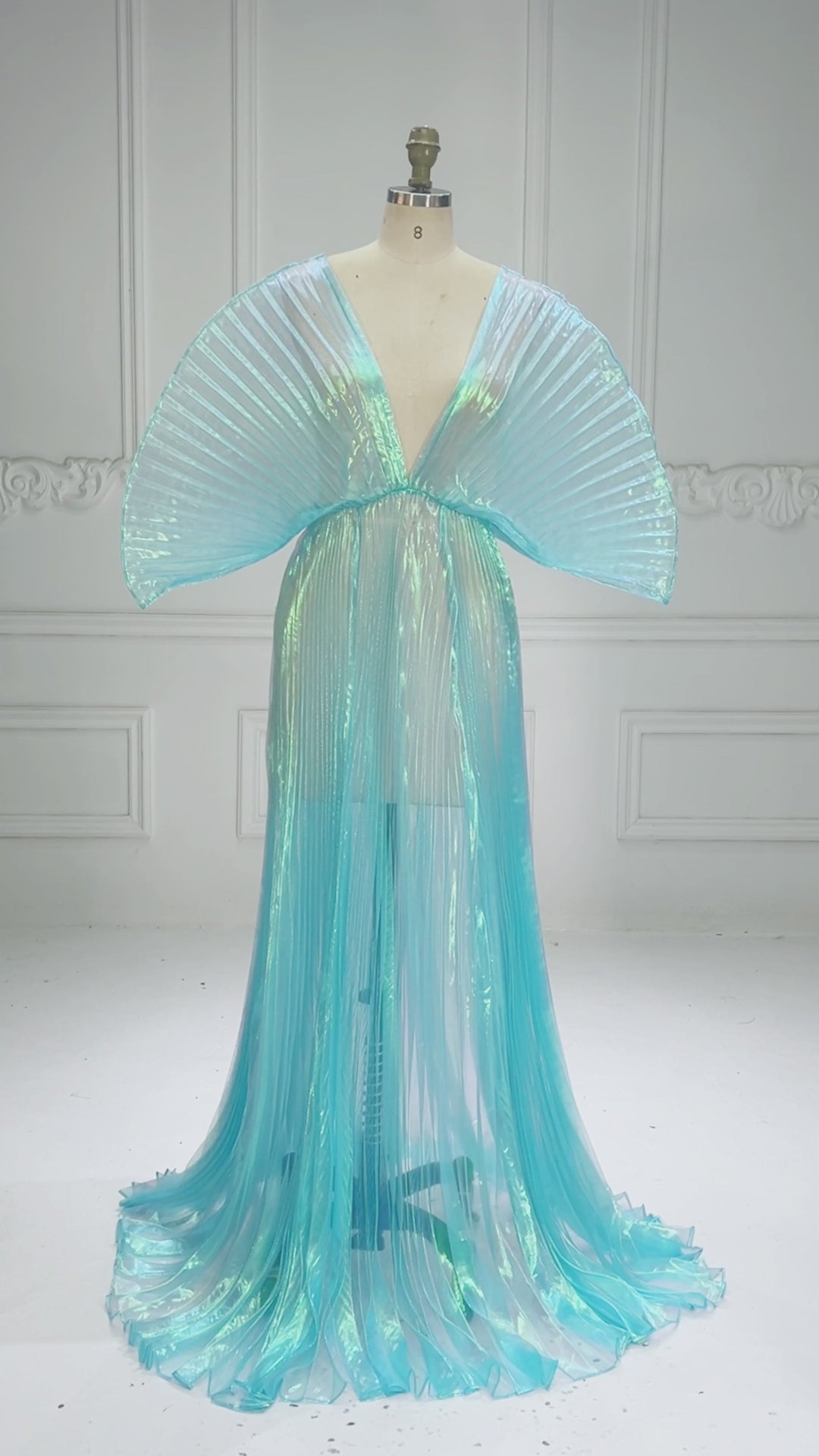 Shiny Organza Photoshoot Dress Sexy Off Shoulder Maternity Dress for Photo Shoot YW260278