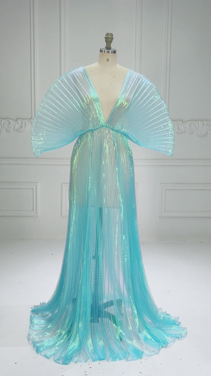 Shiny Organza Photoshoot Dress Sexy Off Shoulder Maternity Dress for Photo Shoot YW260278