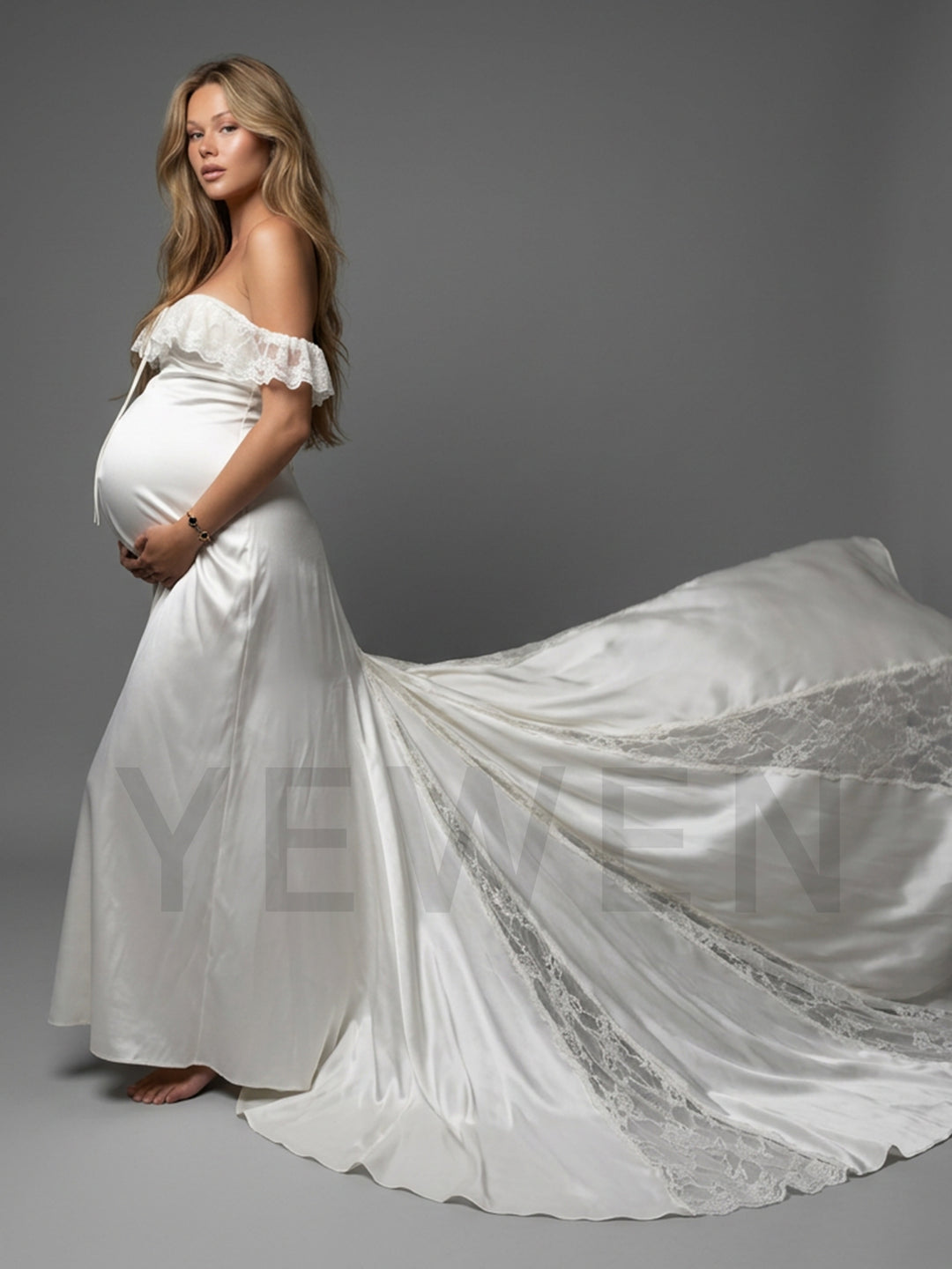 maternity strapless shoulder photoshoot dress PinkBlush White Off Wrap Gown/Dress Embrace elegance with this champagne two PinkBlush Black Wrap Maternity Photoshoot