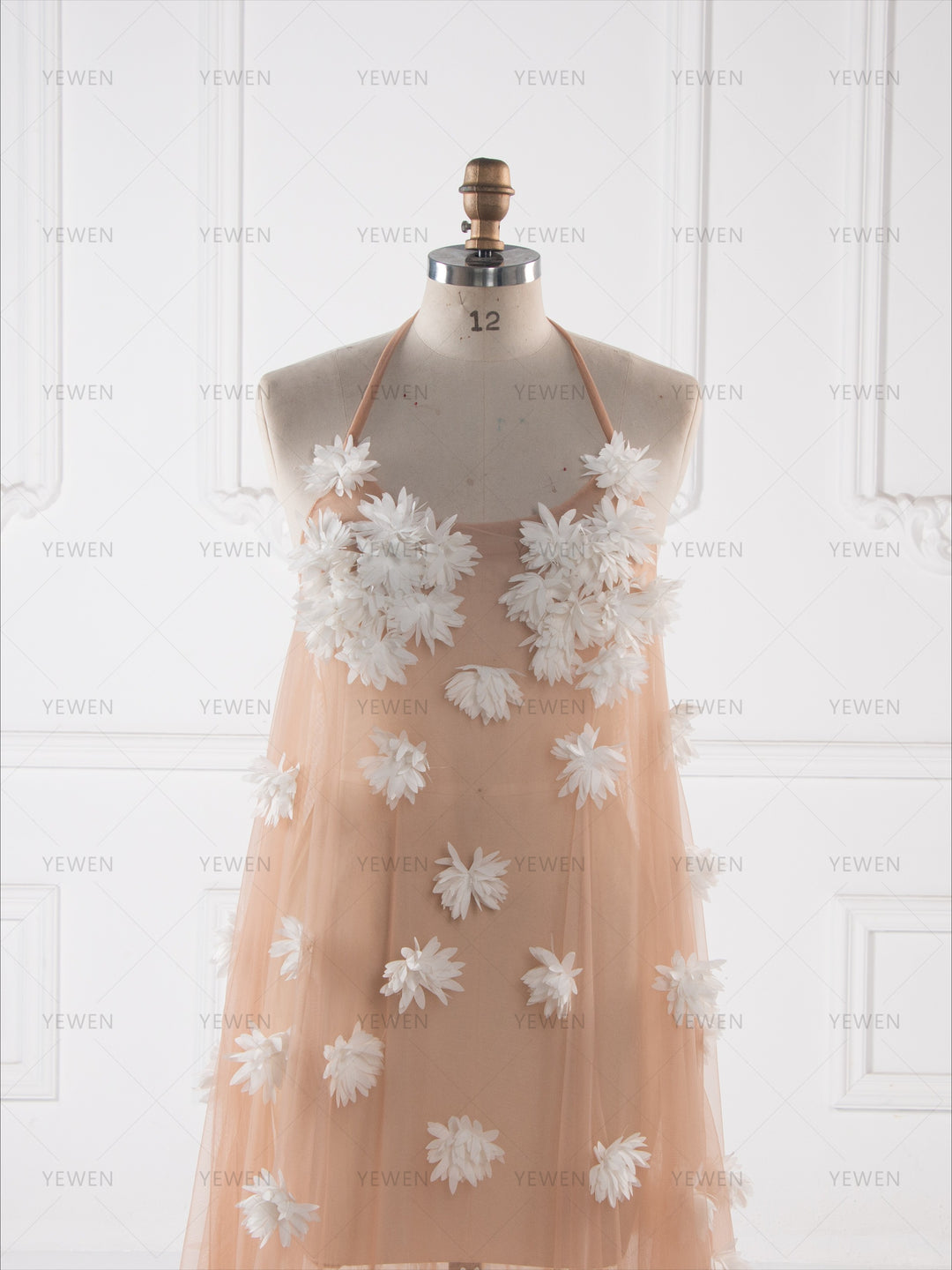 Romantic 3D Flower Mesh Maternity Gown Elegant Baby Shower Photography Dress YW260281