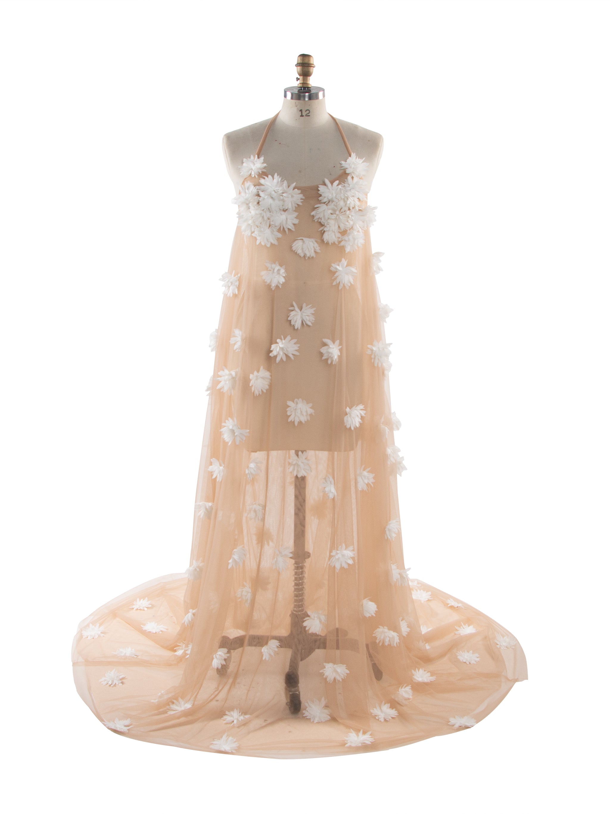 Romantic 3D Flower Mesh Maternity Gown Elegant Baby Shower Photography Dress YW260281