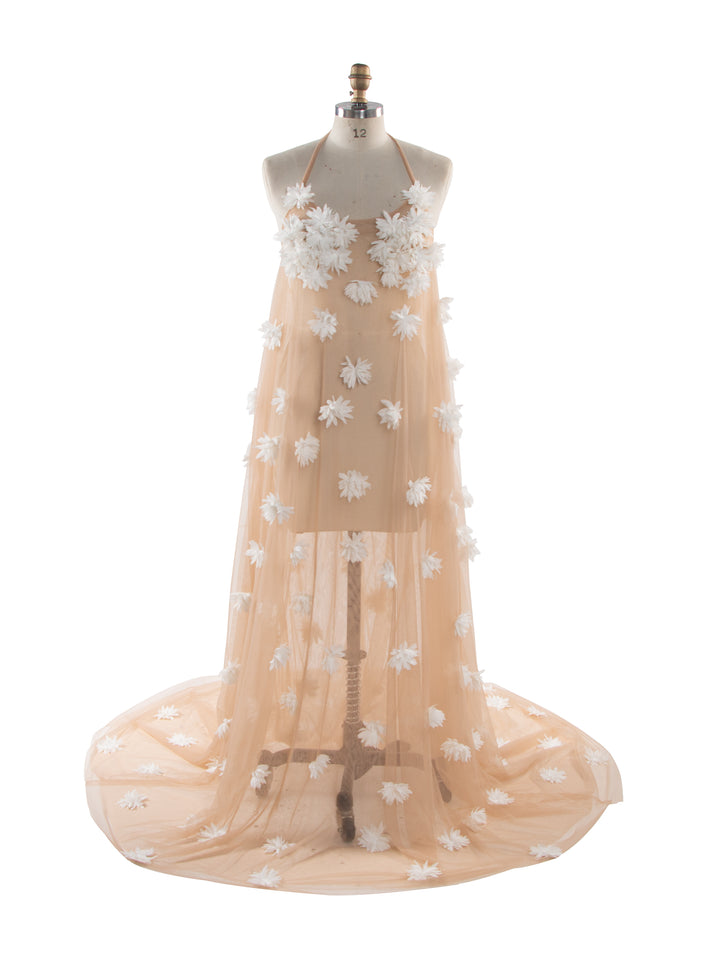 Romantic 3D Flower Mesh Maternity Gown Elegant Baby Shower Photography Dress YW260281