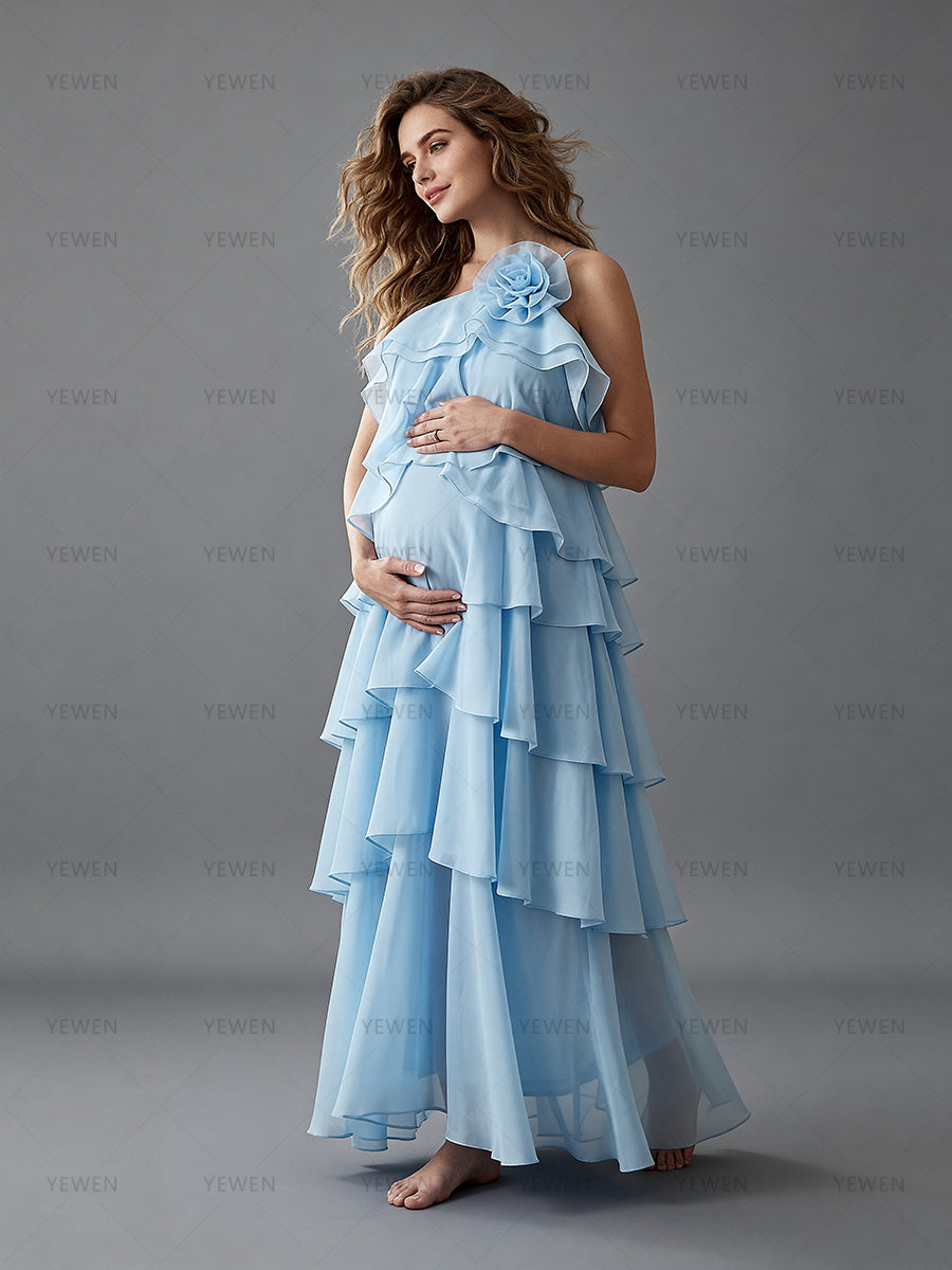 3D Flower Maternity Baby Shower Dress