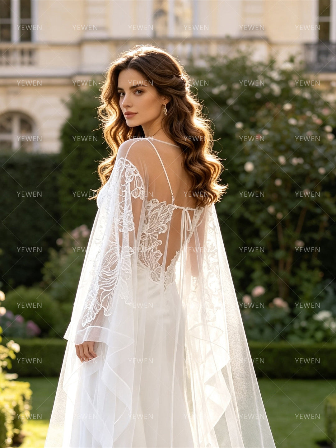Bride Robe with Train Bride Robe and Peignoir Set Wedding Nightgown