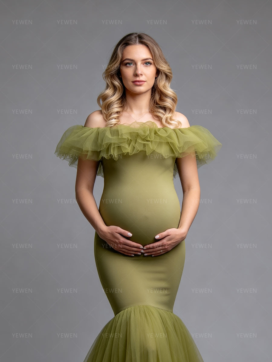 Olive Mermaid Maternity Photography Dresses Maternity Dress for Mom to Be 4-6 / Custom Color