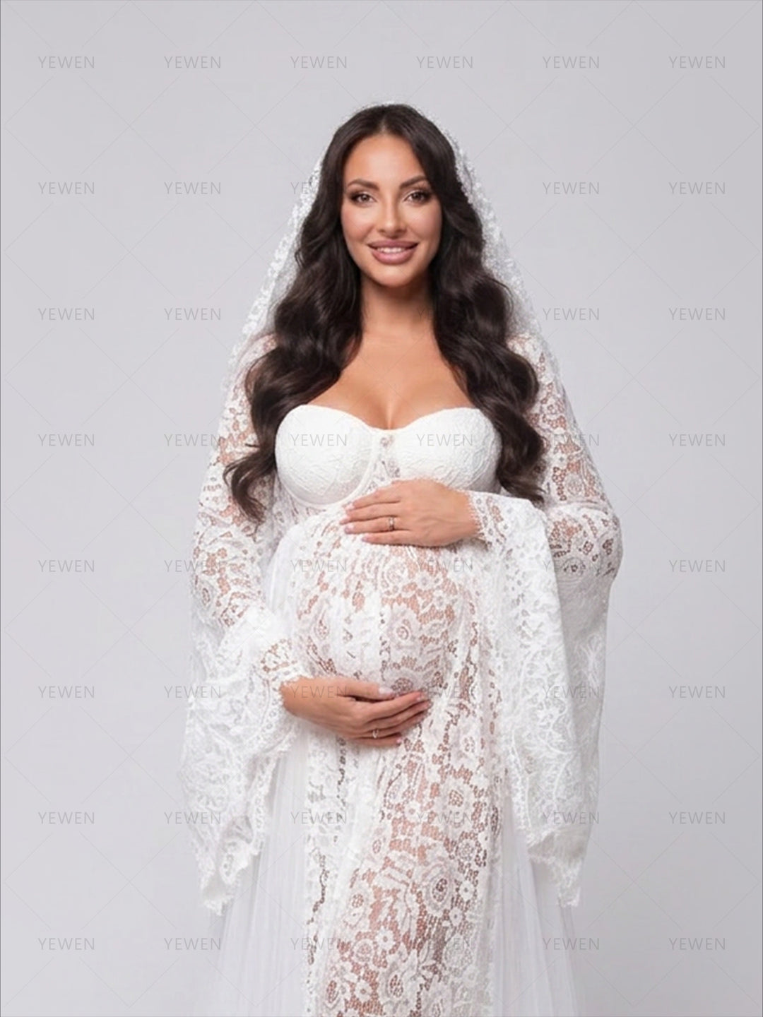 Pregnancy Photo Session Dress Photo Prop Maternity Dress for Baby Shower 8 / White color