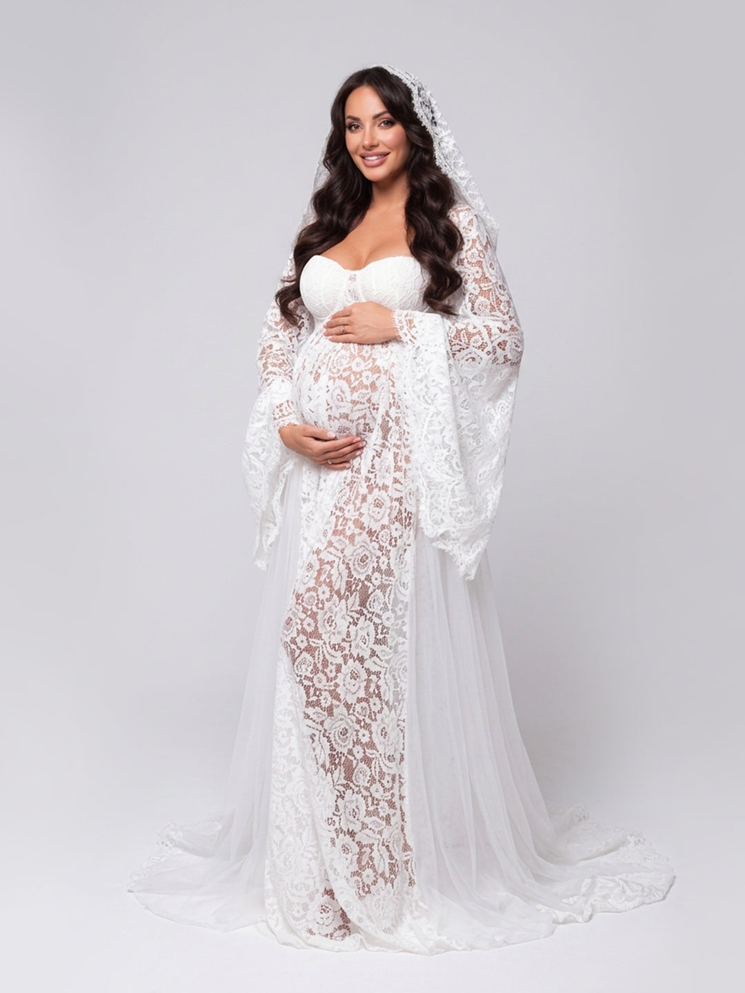 Pregnancy Photo Session Dress Photo Prop Maternity Dress for Baby Shower 8 / White color