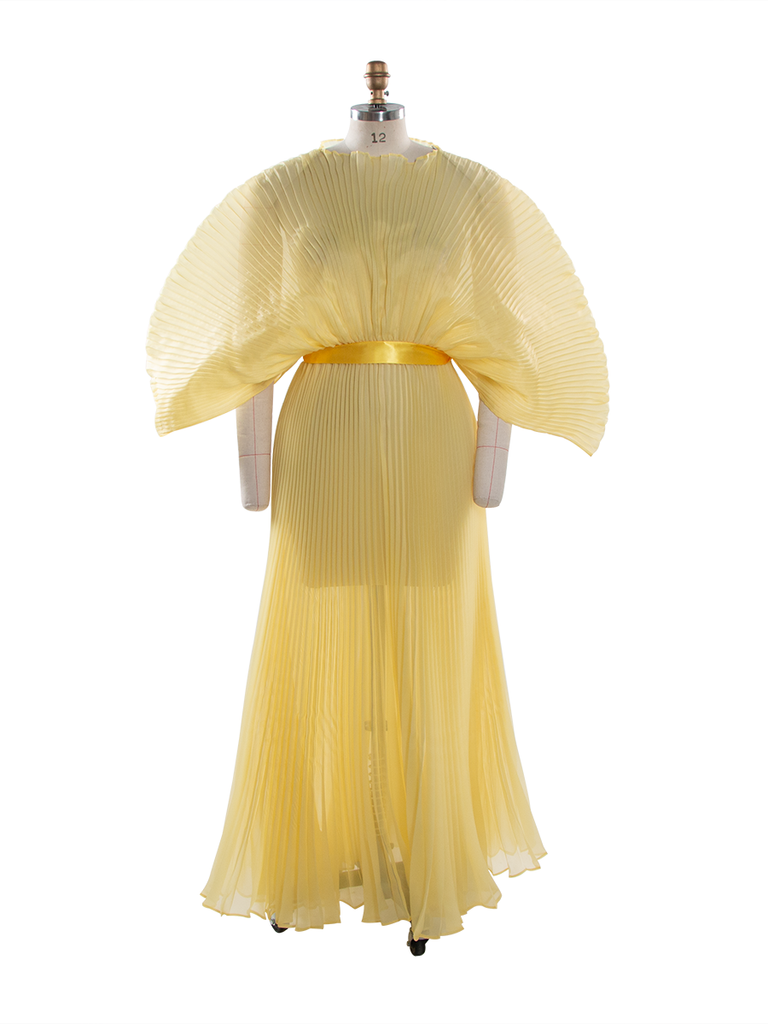 Puffy Sleeves Organza Photoshoot Dress Sexy Evening Party Gown 12 / Color 11 Yellow