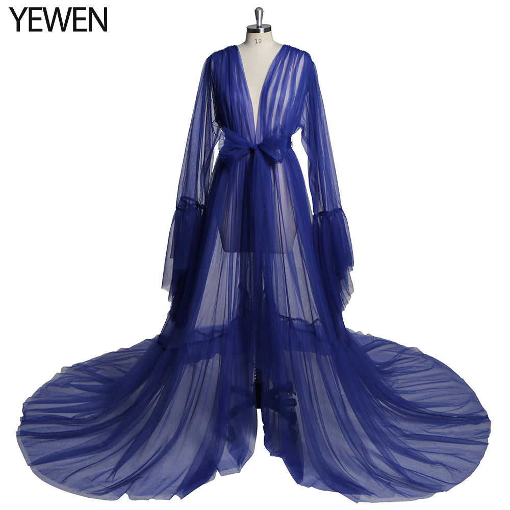 Elegant V Neck Maternity Dress Bell Sleeve Sexy Maxi Dress 2 / J204 Elegant V Neck Maternity Dress Bell Sleeve Sexy Maxi Dress 2 / J204