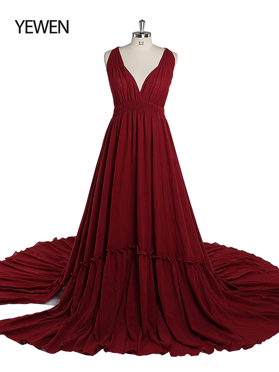 V Neck Evening Dresses Stretch Waist Photography Dresses Baby Shower 24W / M5 V Neck Evening Dresses Stretch Waist Photography Dresses Baby Shower 24W / M5