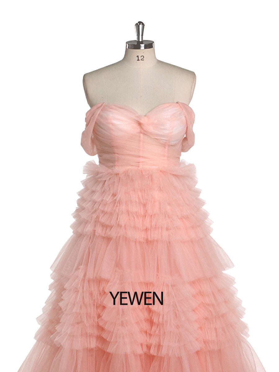 Tulle Prom Dress Elegant Formal Party Dress Photo Shoot Dress Wedding Guest Dress Yewen YW21031 22w / Custom Color Tulle Prom Dress Elegant Formal Party Dress Photo Shoot Dress Wedding Guest Dress Yewen YW21031 22w / Custom Color