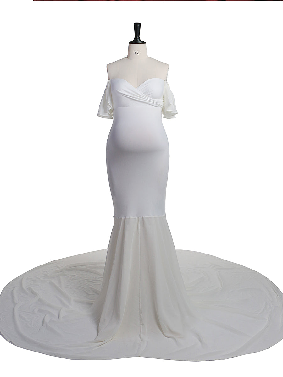 White Maternity Gown for Photoshoot 18w / White White Maternity Gown for Photoshoot 18w / White