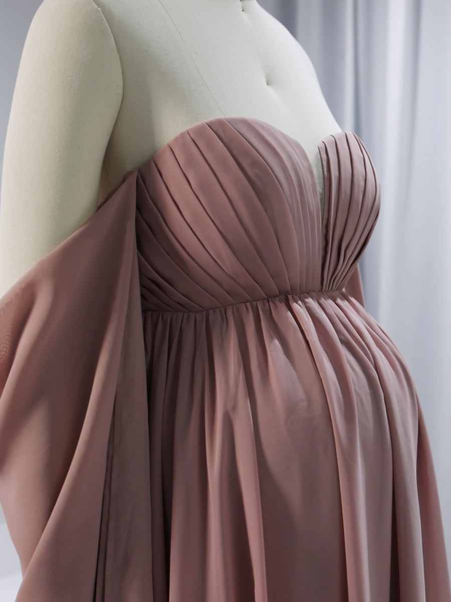 Chiffon Maternity Dress for Photo Shoot Long Cape Sleeves Photography Dress YW231153 yewendress Chiffon Maternity Dress for Photo Shoot Long Cape Sleeves Photography Dress YW231153 yewendress