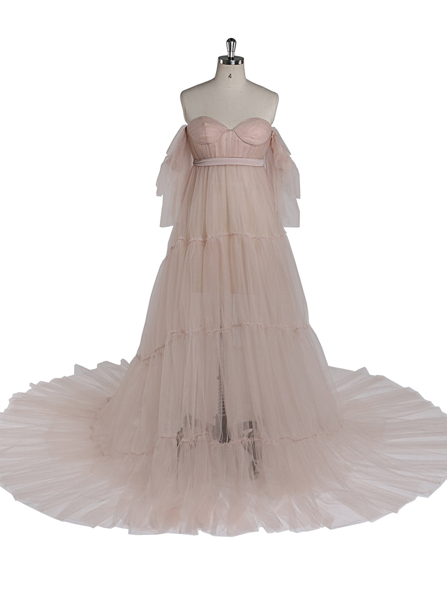 off the shoulder short maternity dress Loomaby Maternity Solid Color Ruched Off-Shoulder Elegant Short Sleeve Dress