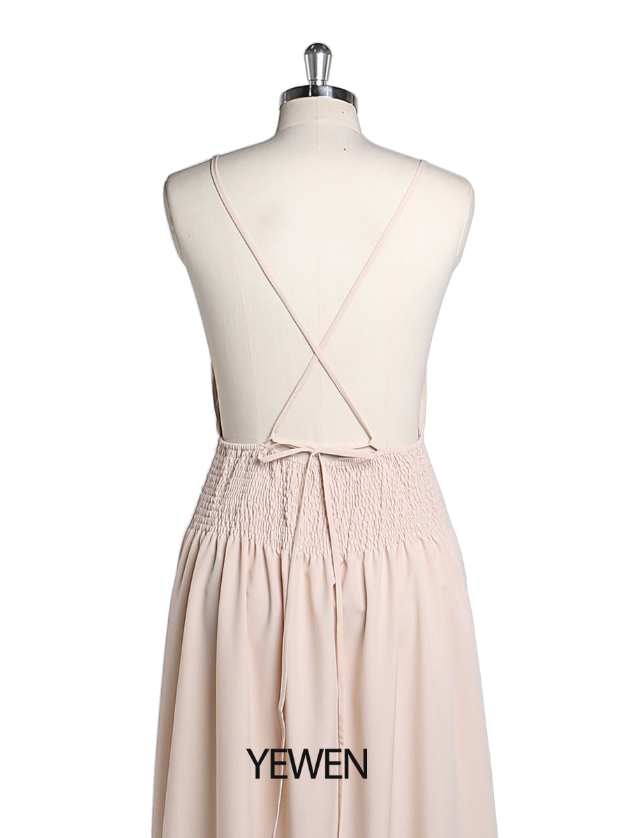 Simple V Neck Stretchy Waist Slip Dress Yewen 2 / Picture Color Simple V Neck Stretchy Waist Slip Dress Yewen 2 / Picture Color