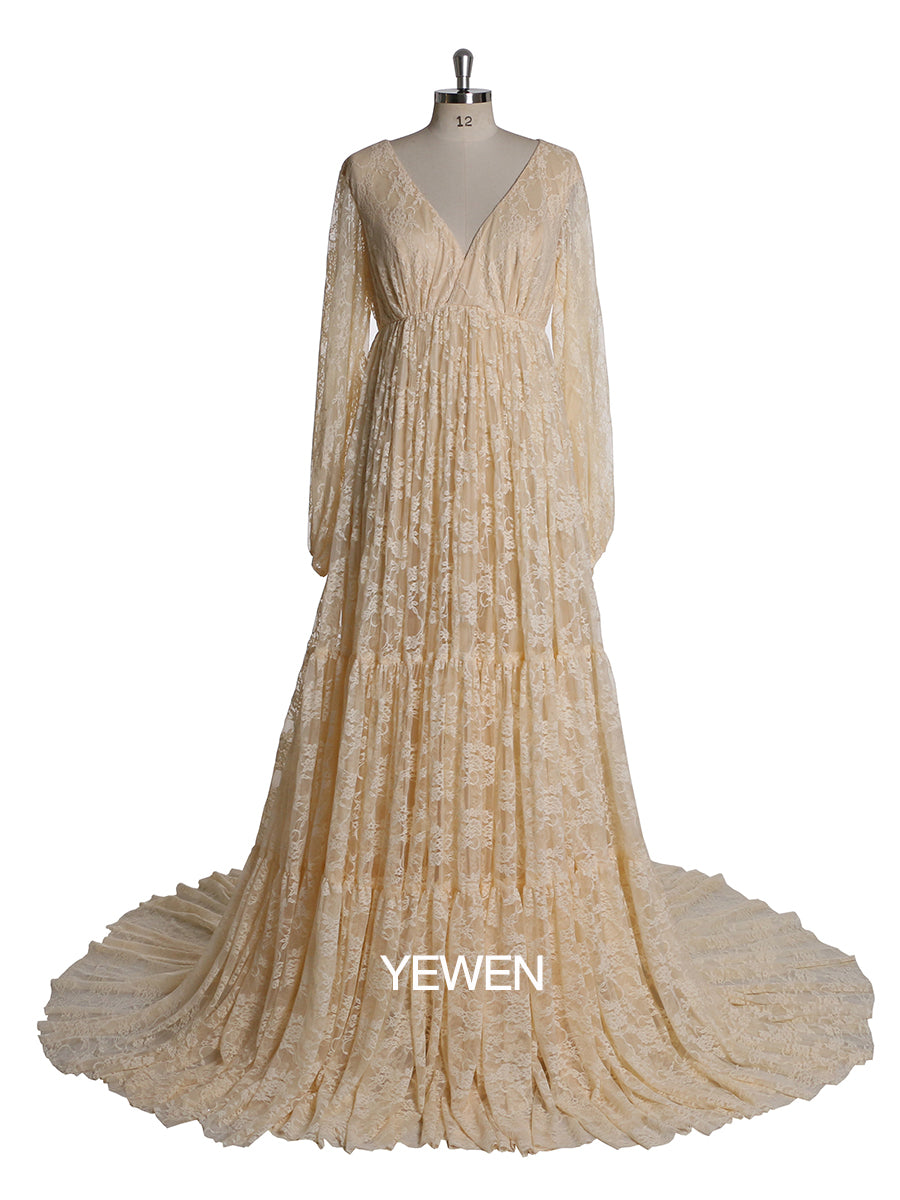 gold long sleeve maternity dress Gold Floral Lace Long Sleeve Off Shoulder Maternity Maxi Dress