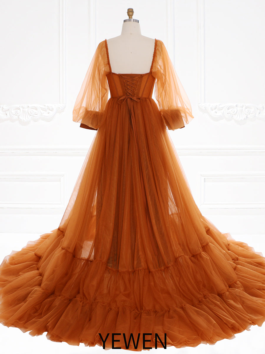 Puffy Long Sleeve Maxi Photoshoot Dress Wedding Guest Gown Photo Props Dress YW231118 yewendress Puffy Long Sleeve Maxi Photoshoot Dress Wedding Guest Gown Photo Props Dress YW231118 yewendress