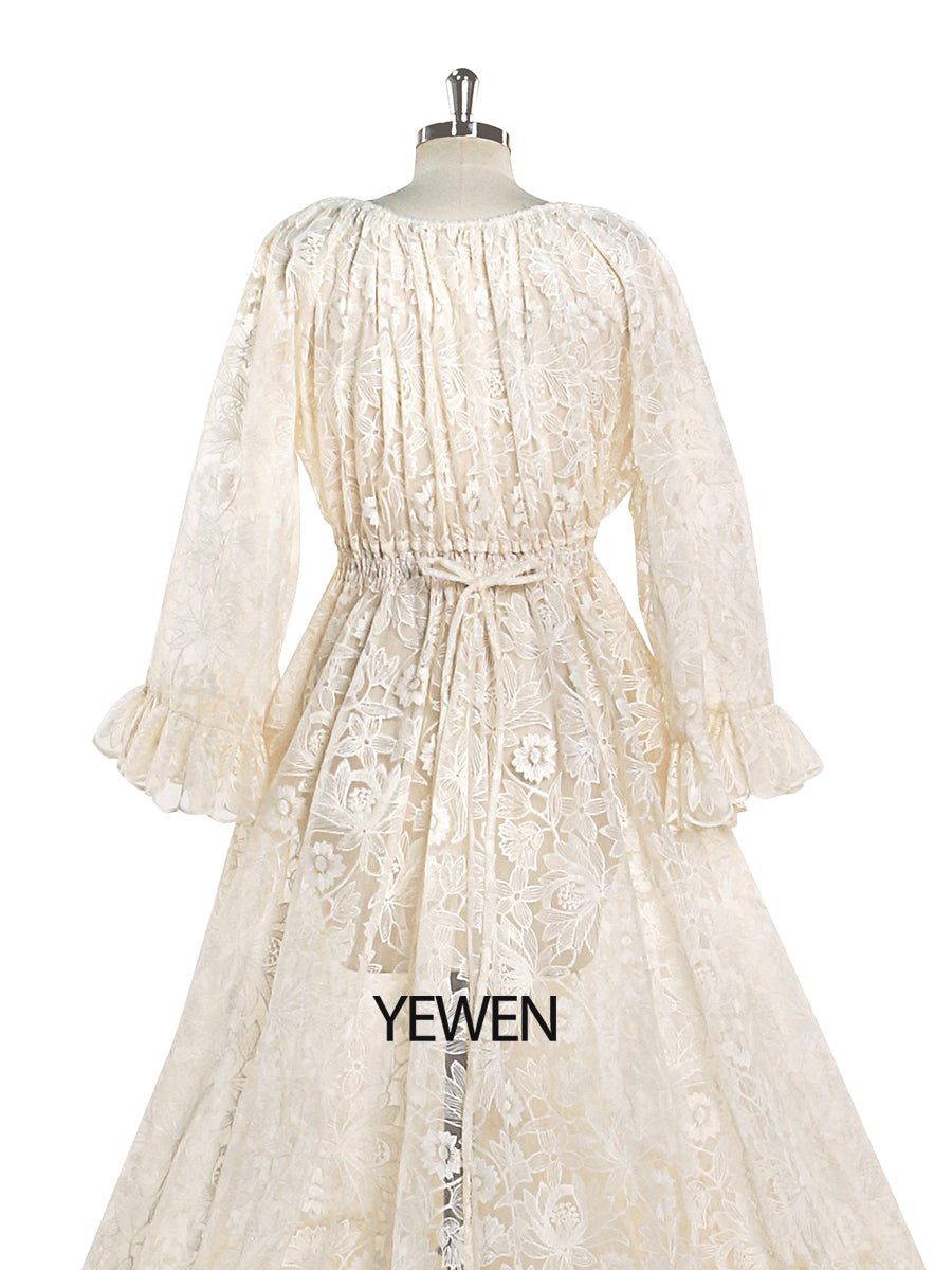 Boho Lace Dress Elegant V Neck Woman Maxi Dress Maternity Dress for Photoshoot Fancy Photography Props 14 / Picture Color Boho Lace Dress Elegant V Neck Woman Maxi Dress Maternity Dress for Photoshoot Fancy Photography Props 14 / Picture Color