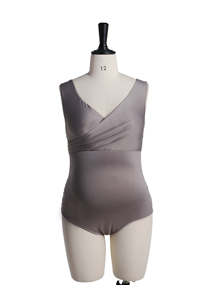 Custom Colors Double V Neck Strech Fabric Maternity Dress Bodysuit YW2116