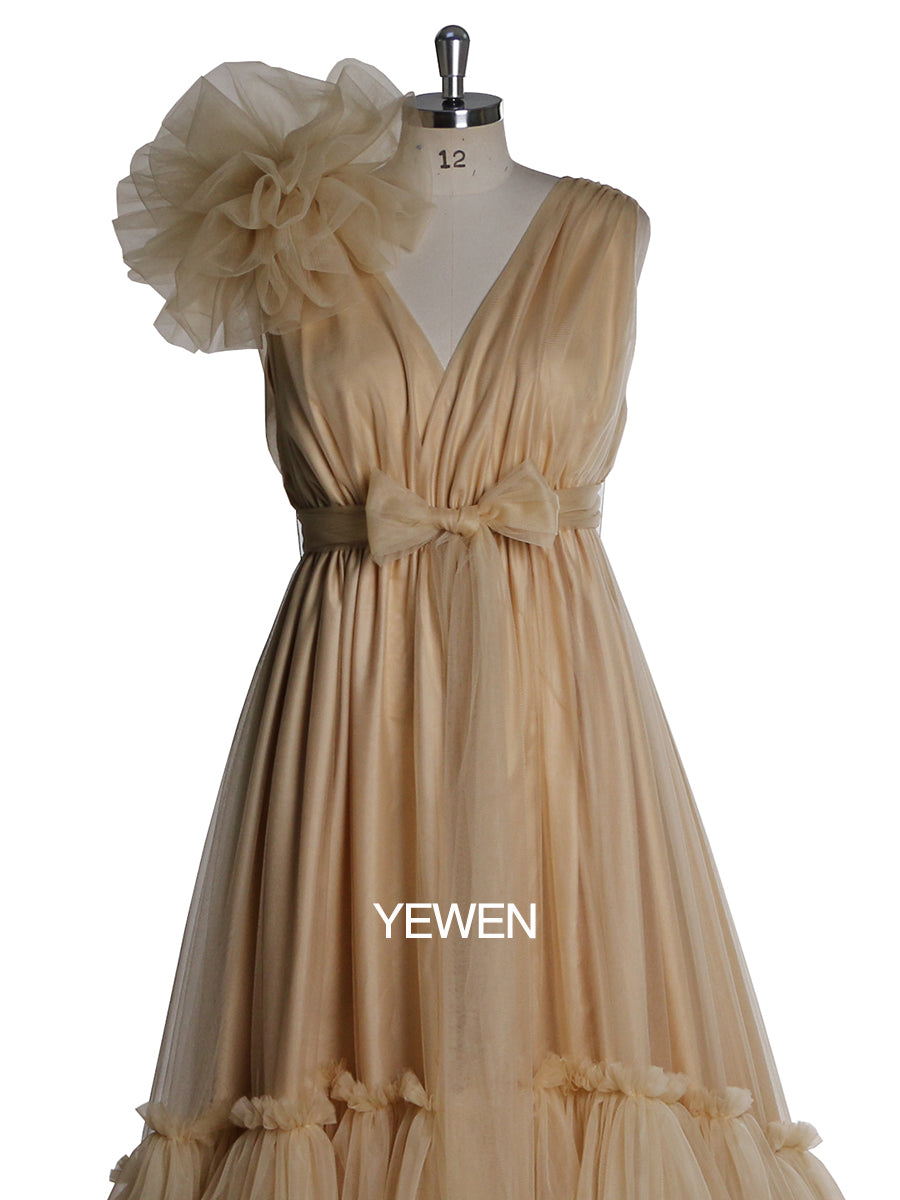 champagne maternity dress New Two-piece Strapless Photoshoot Dress, Champagne / XL Belt sold separatley. Strech Waist V Neck Sleeveless