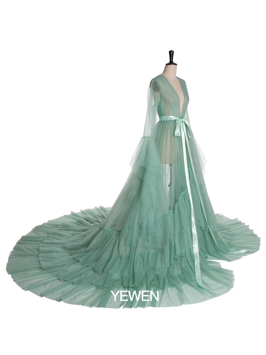 Bow Ruffled Long Sleeve V Neck Maternity Dress 6 / Custom Color Bow Ruffled Long Sleeve V Neck Maternity Dress 6 / Custom Color